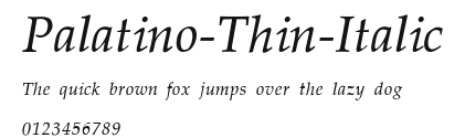 Palatino-Thin-Italic Preview