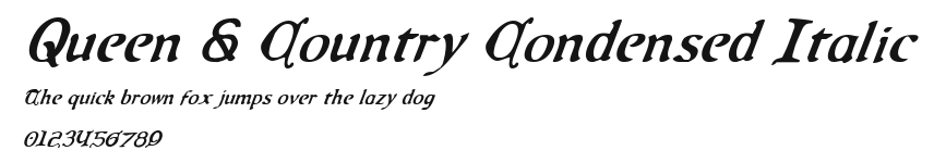 Queen & Country Condensed Italic Preview