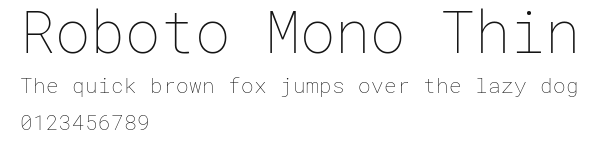 Roboto Mono Thin Preview