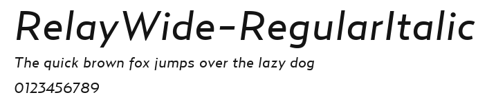 RelayWide-RegularItalic Preview