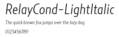 RelayCond-LightItalic Preview