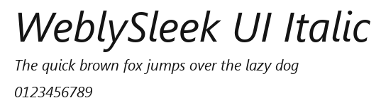 WeblySleek UI Italic Preview