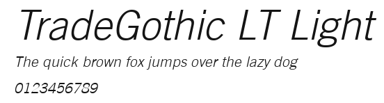 TradeGothic LT Light Preview