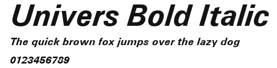 Univers Bold Italic Preview